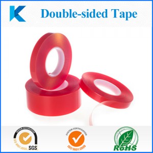 Red/Yellow Bopp liner PET Double-sided tape with acrylic adhesive for plastic and metal parts bonding